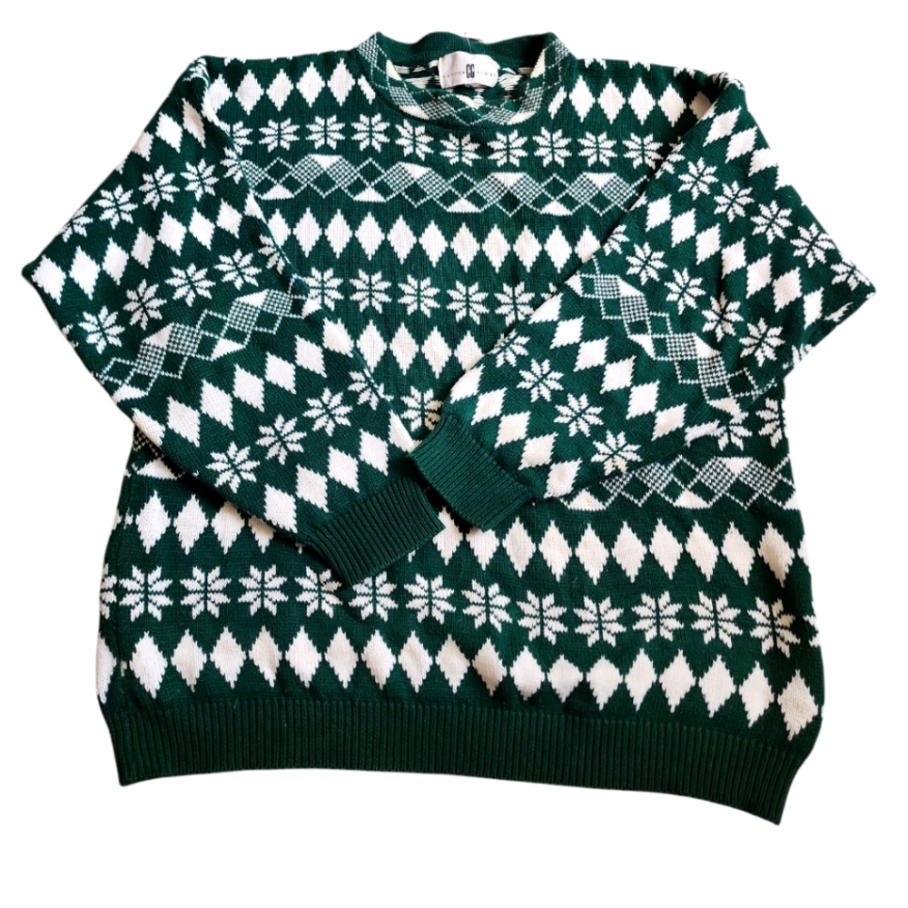 COTTON GG GINNY Men's Green and White Sweater